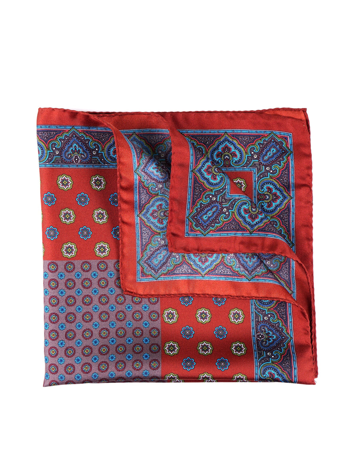 Brown XL printed silk pocket square ERSELO