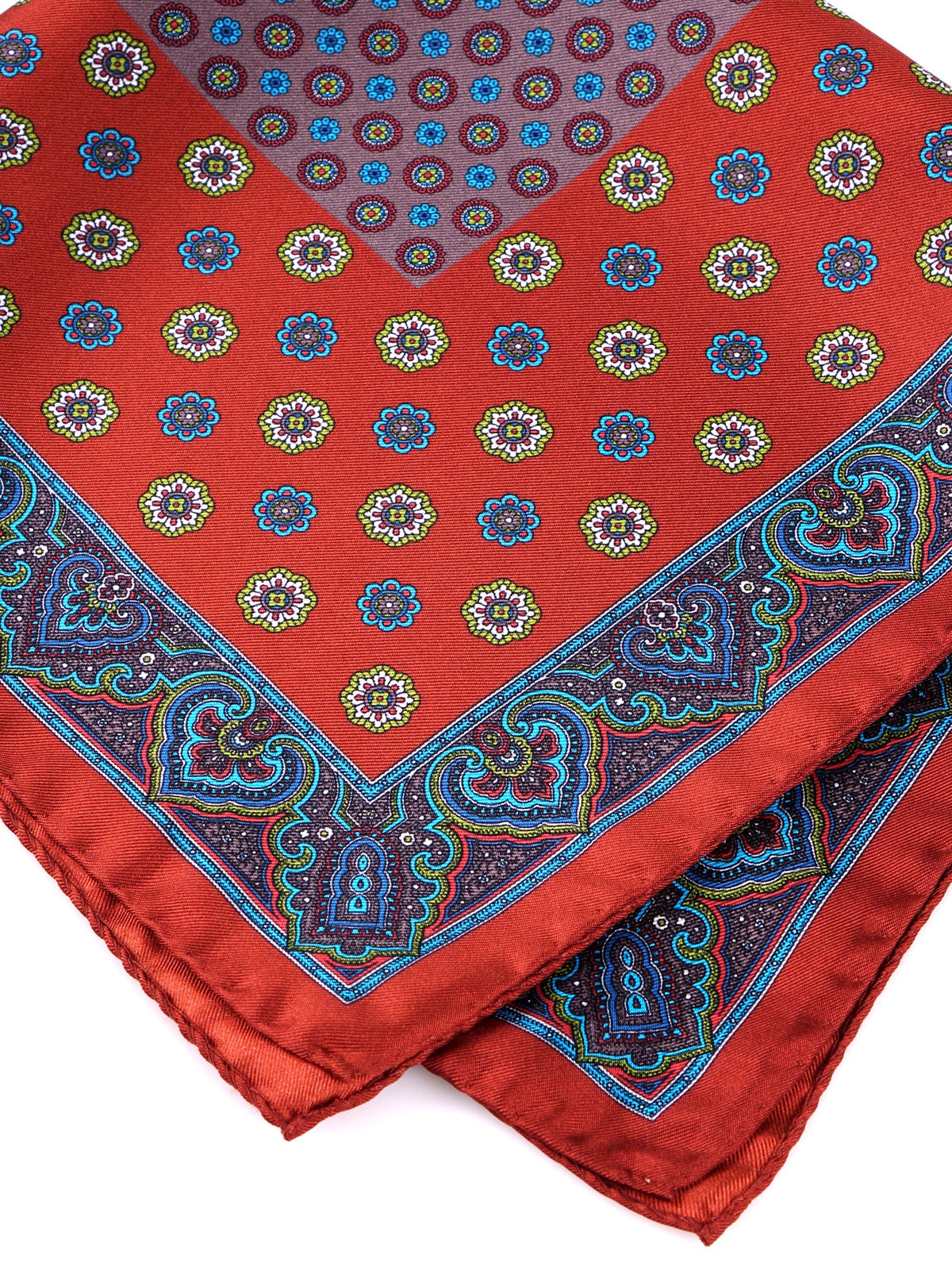 Brown XL printed silk pocket square ERSELO