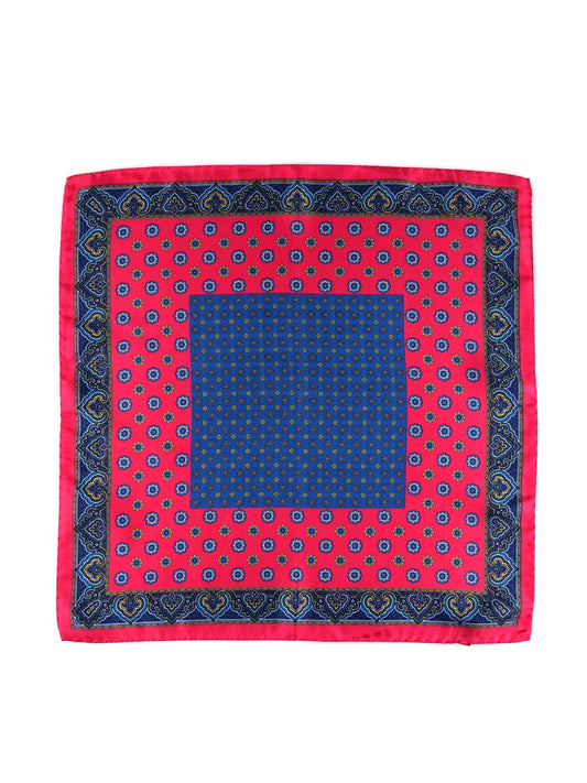 Red XL printed silk pocket square ERSELO
