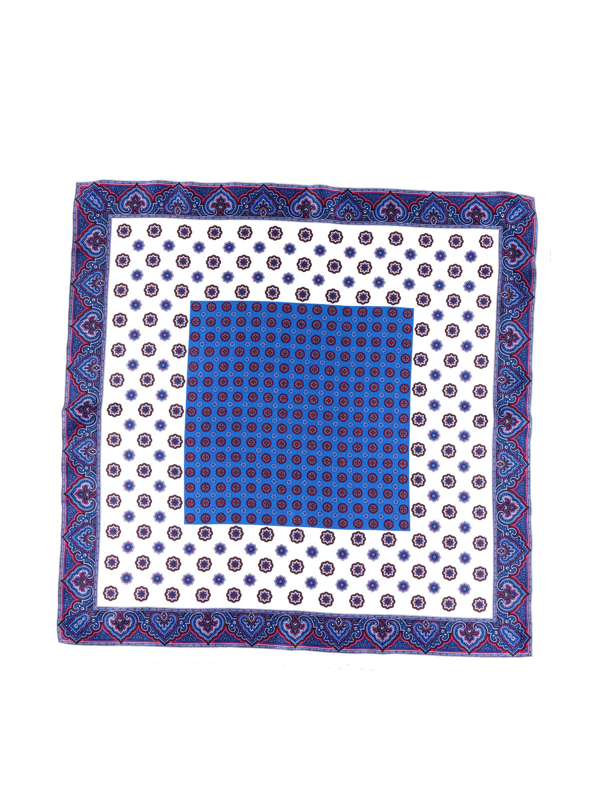 ERSELO White XL Printed Silk Pocket Square