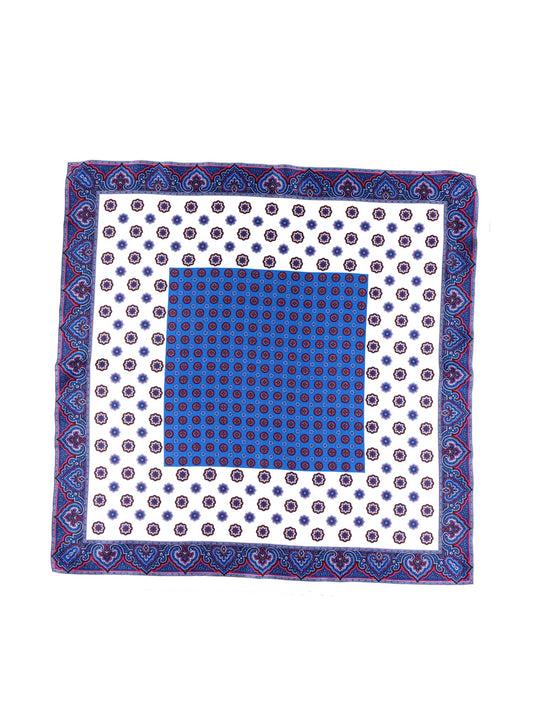 ERSELO White XL Printed Silk Pocket Square