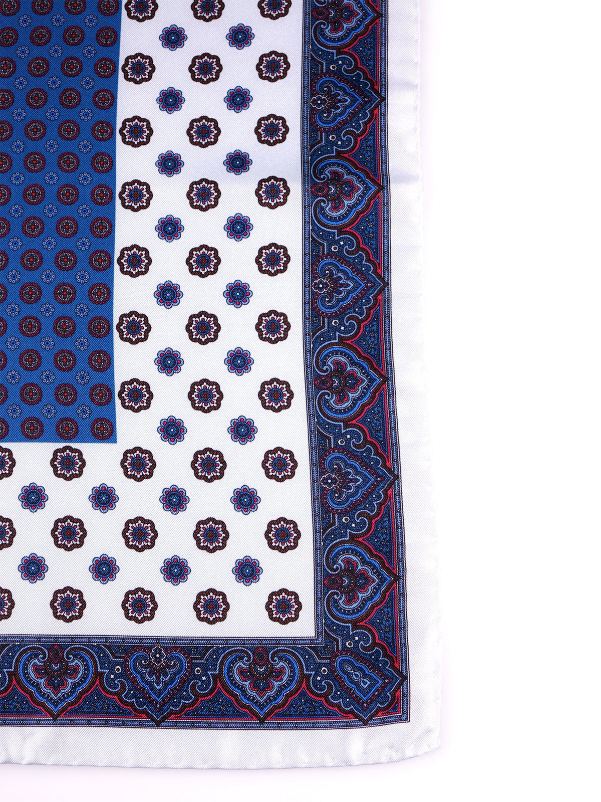 ERSELO White XL Printed Silk Pocket Square