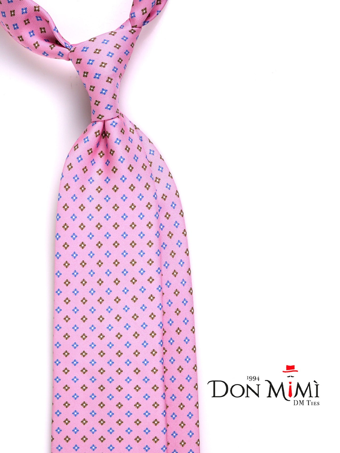 7-Fold tie EVE pink printed English silk