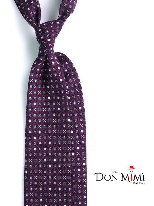 FABIO 3-fold tie in burgundy printed challis wool