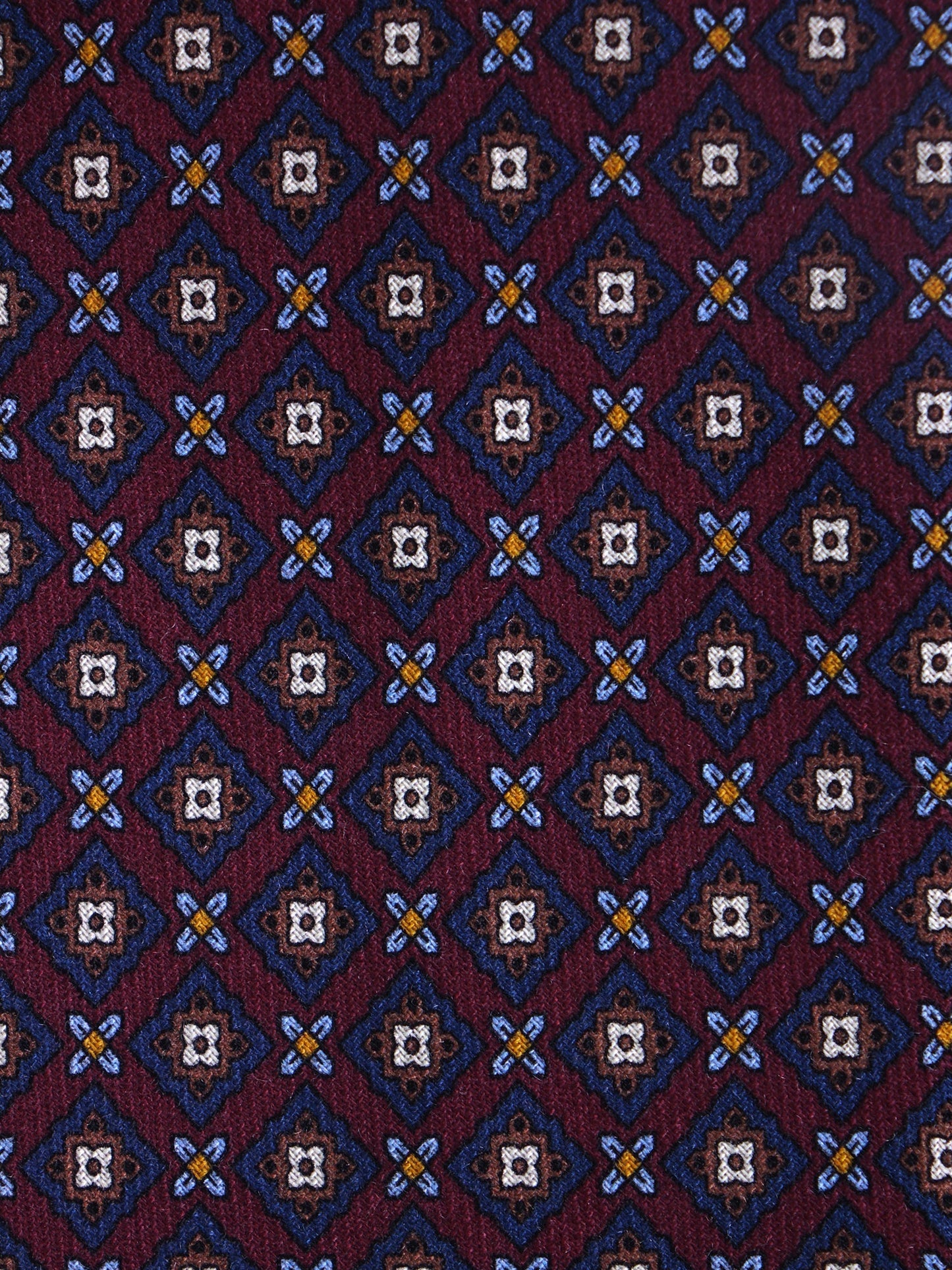 FABIO 3-fold tie in burgundy printed challis wool