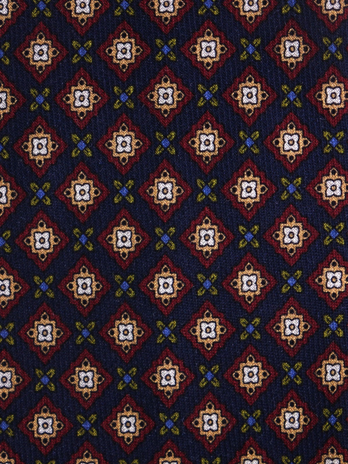 FABIO 3-fold tie in printed navy blue wool challis