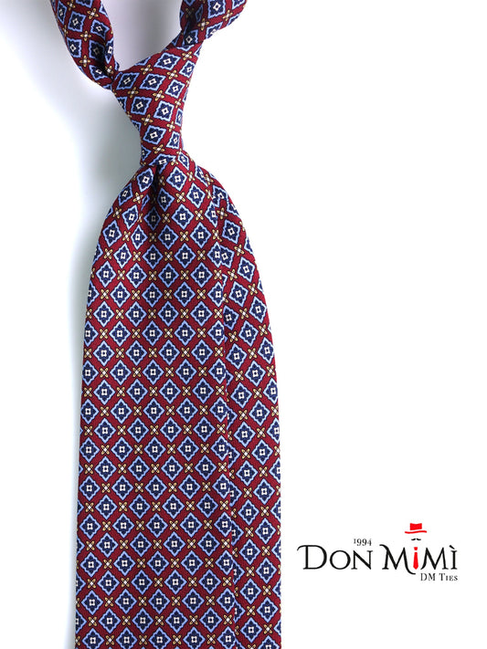FABIO 3-fold tie in red printed wool challis