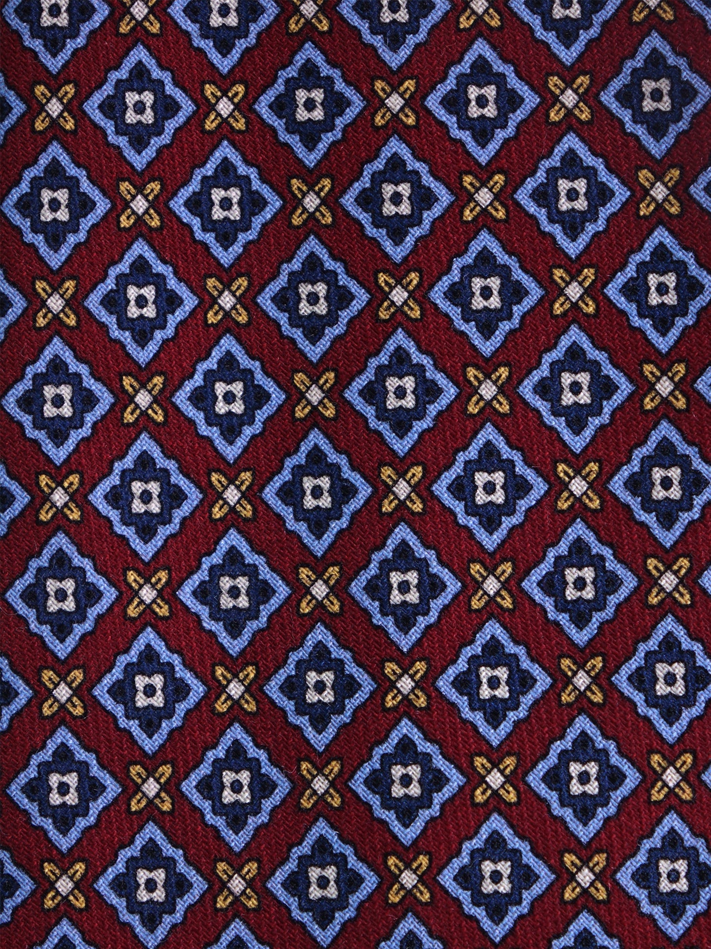 FABIO 3-fold tie in red printed wool challis