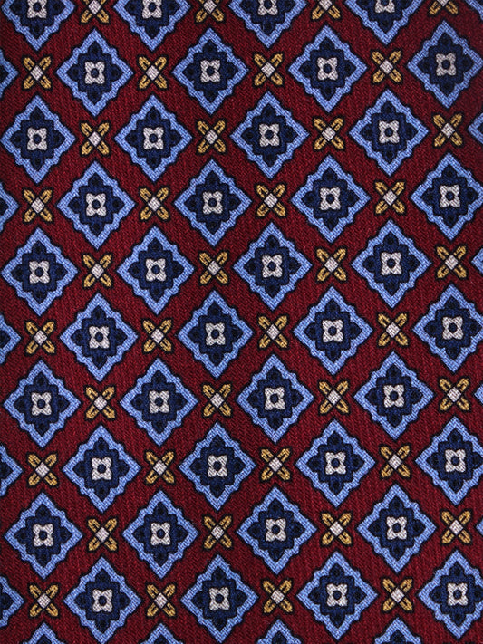 FABIO 3-fold tie in red printed wool challis