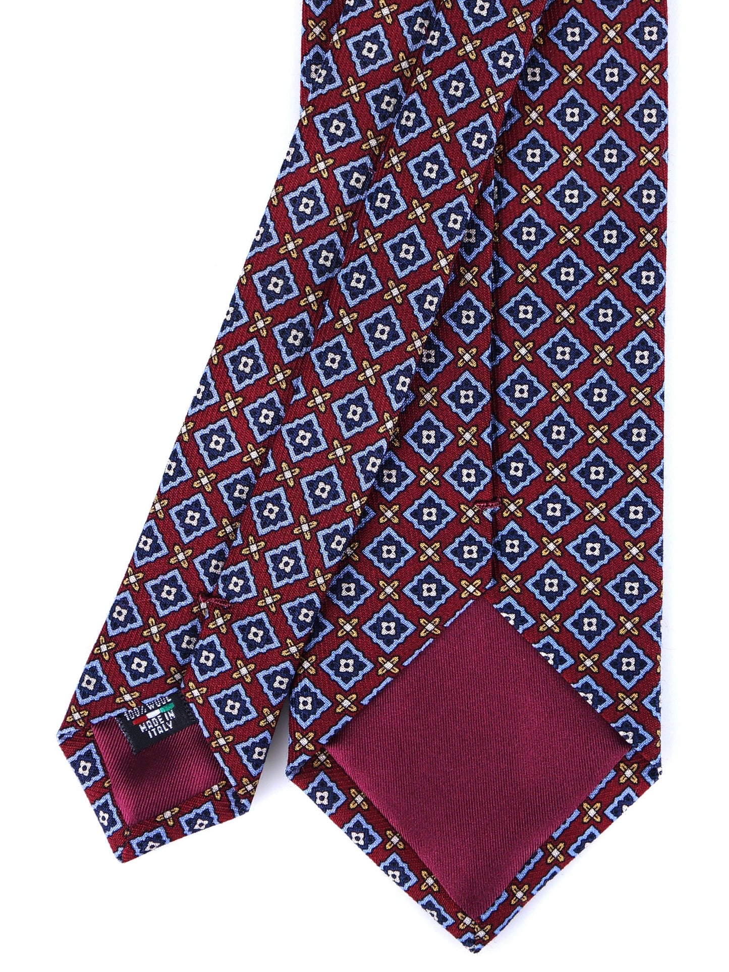 FABIO 3-fold tie in red printed wool challis
