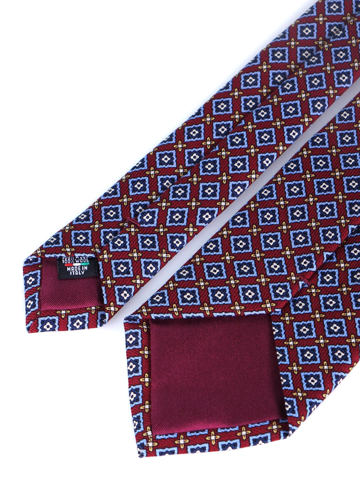 FABIO 3-fold tie in red printed wool challis