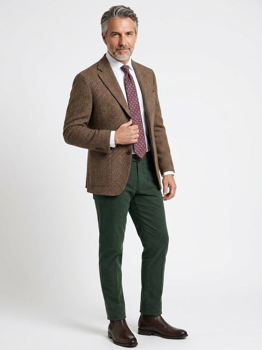 FABIO 3-fold tie in red printed wool challis