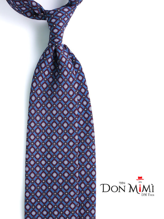 FABIO 3-fold light blue printed challis wool tie