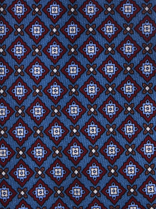 FABIO 3-fold light blue printed challis wool tie