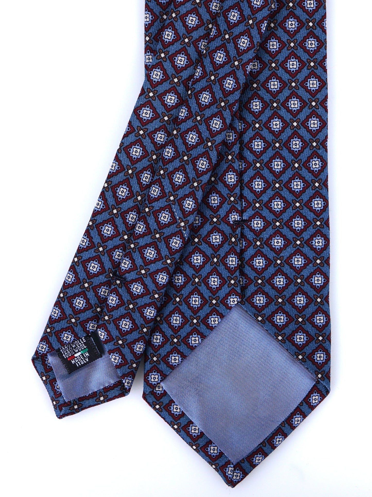 FABIO 3-fold light blue printed challis wool tie