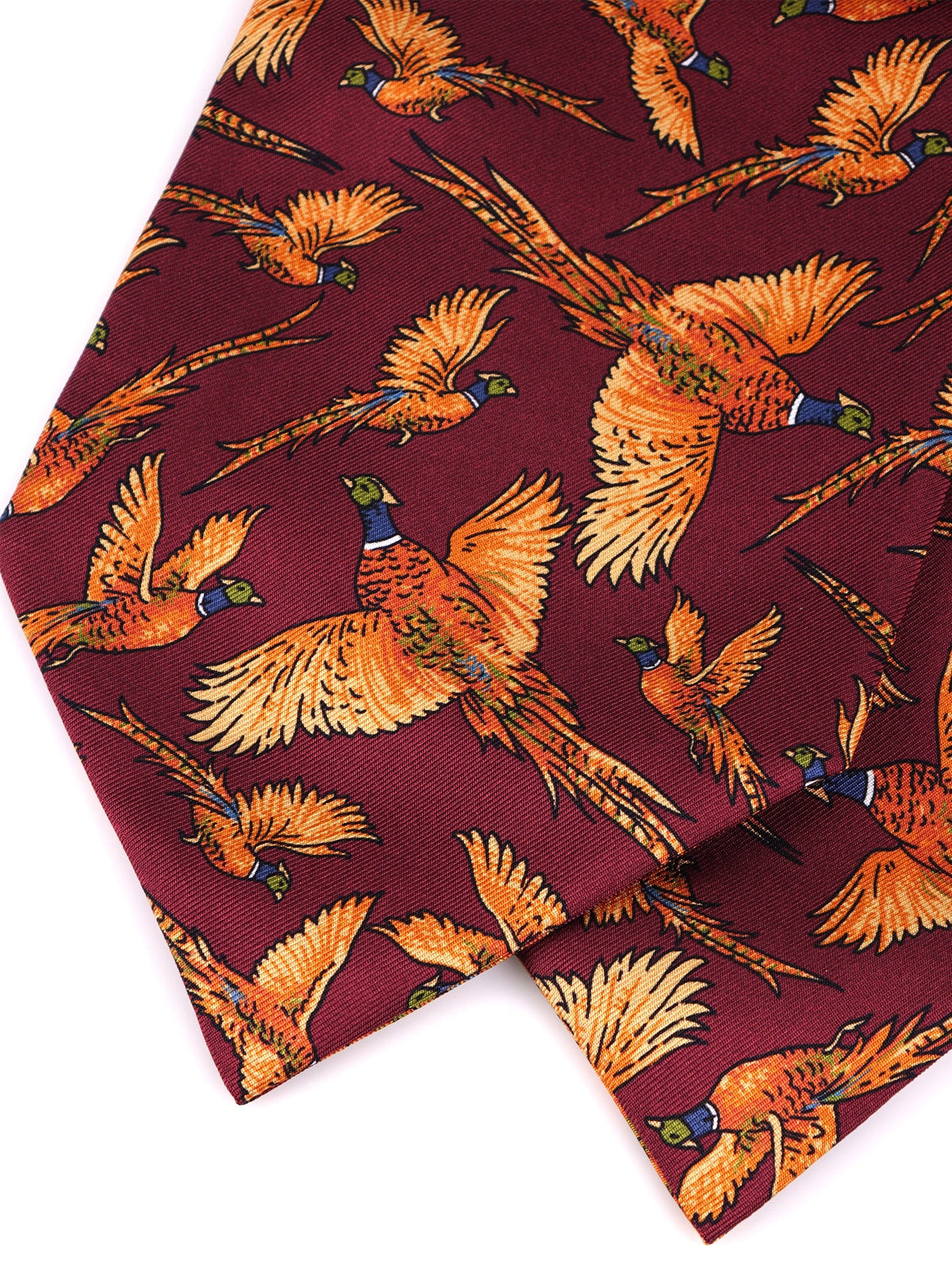 FAGGIANO Burgundy Printed Silk Double-Pointed Ascot