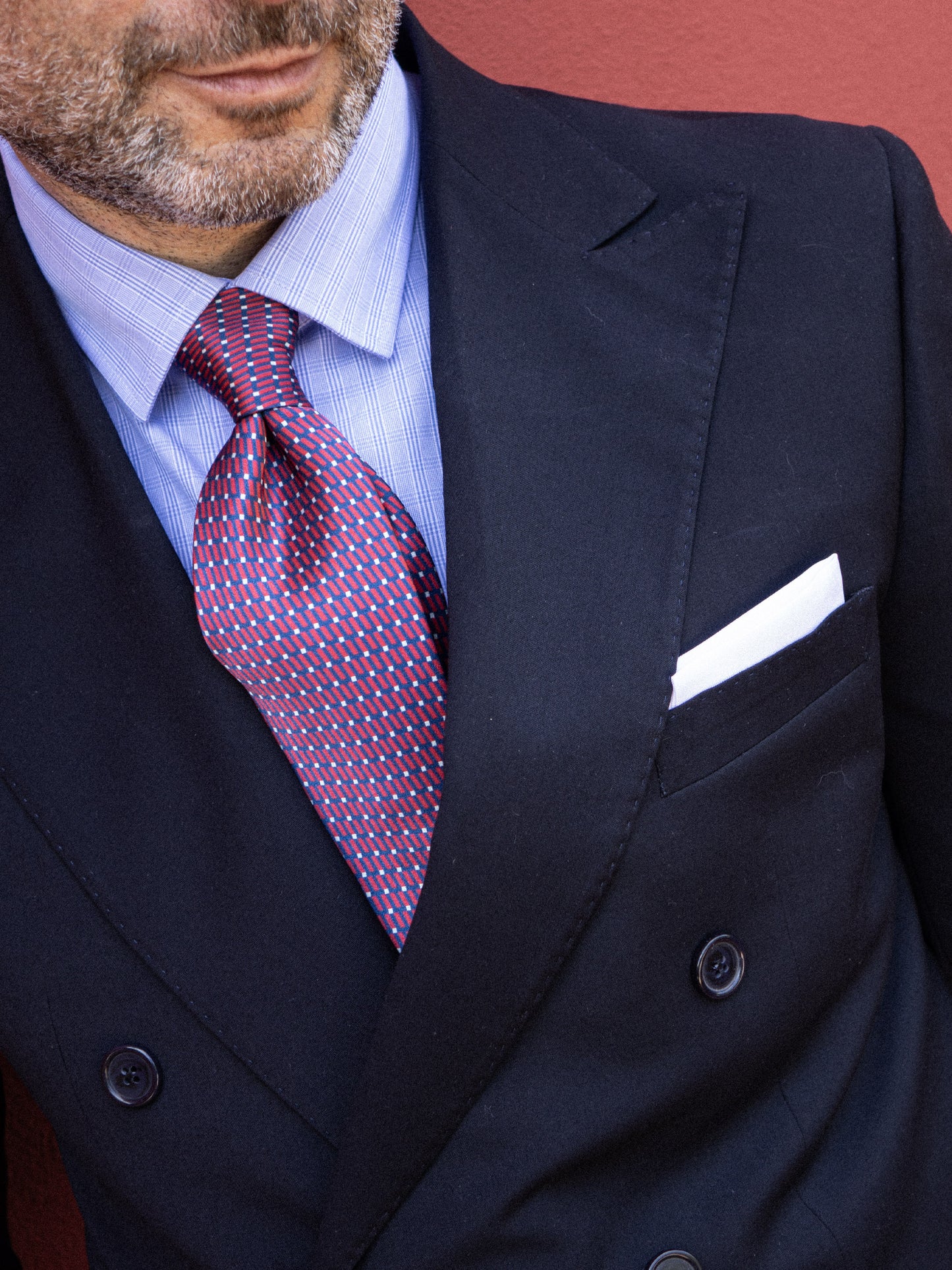 Red 3 Folds FAKITA Printed Silk Tie