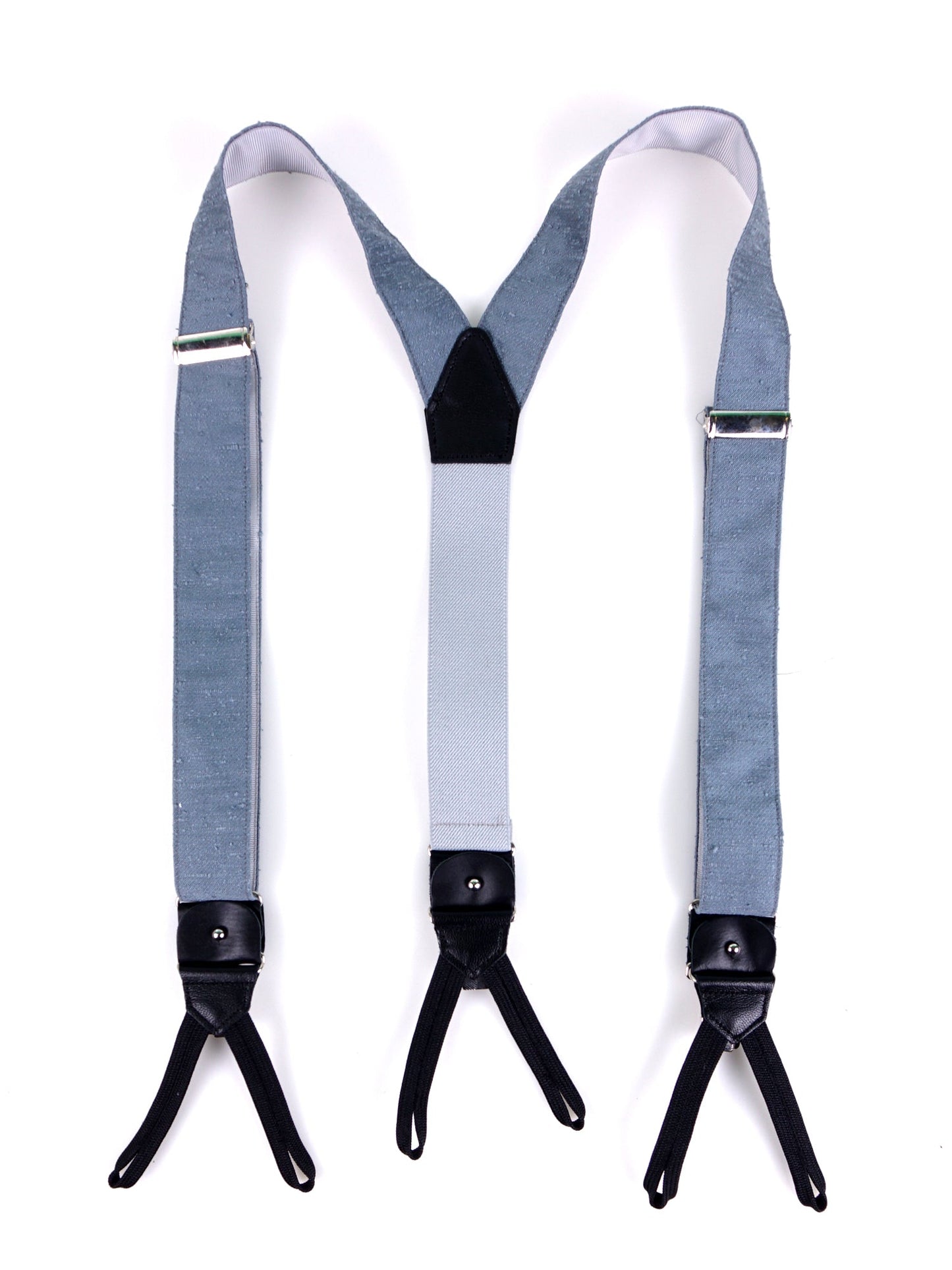 Bretella a Y in seta shantung blu avion con lacci in tessuto e clip FARMA
