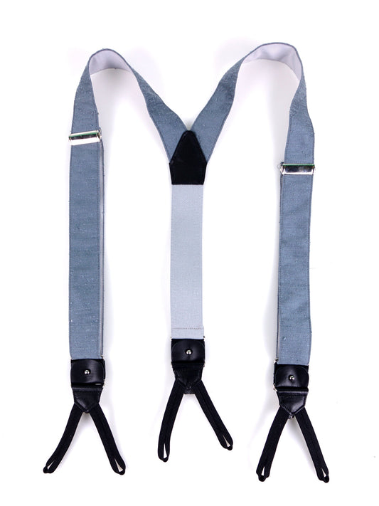 Bretella a Y in seta shantung blu avion con lacci in tessuto e clip FARMA