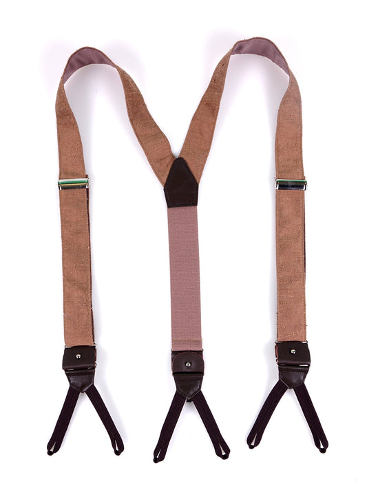 Bretella a Y in seta shantung baige con lacci in tessuto e clip FARMA