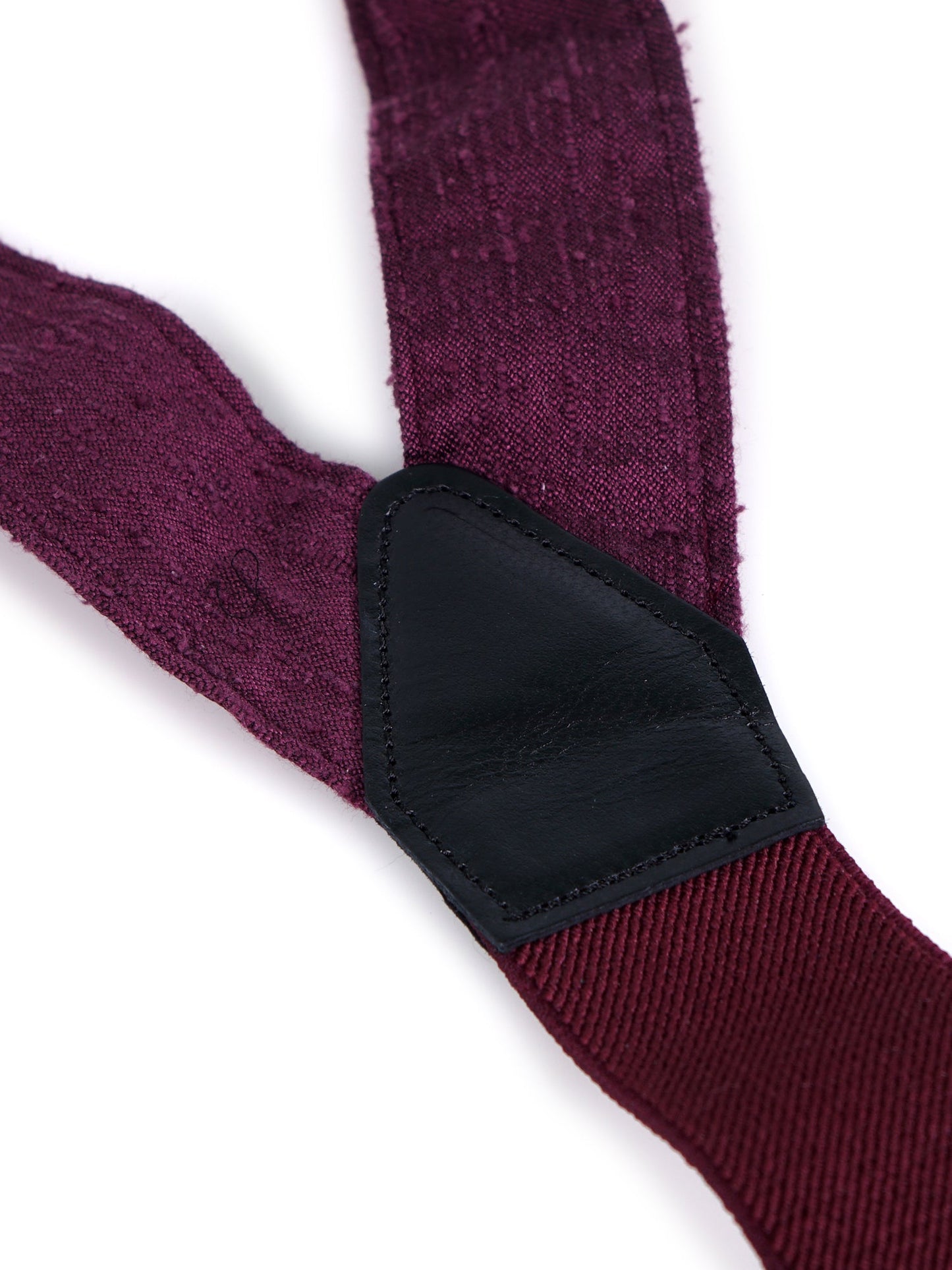 Purple Shantung Silk Y-Back Suspenders with Fabric Ends and FARMA Clips
