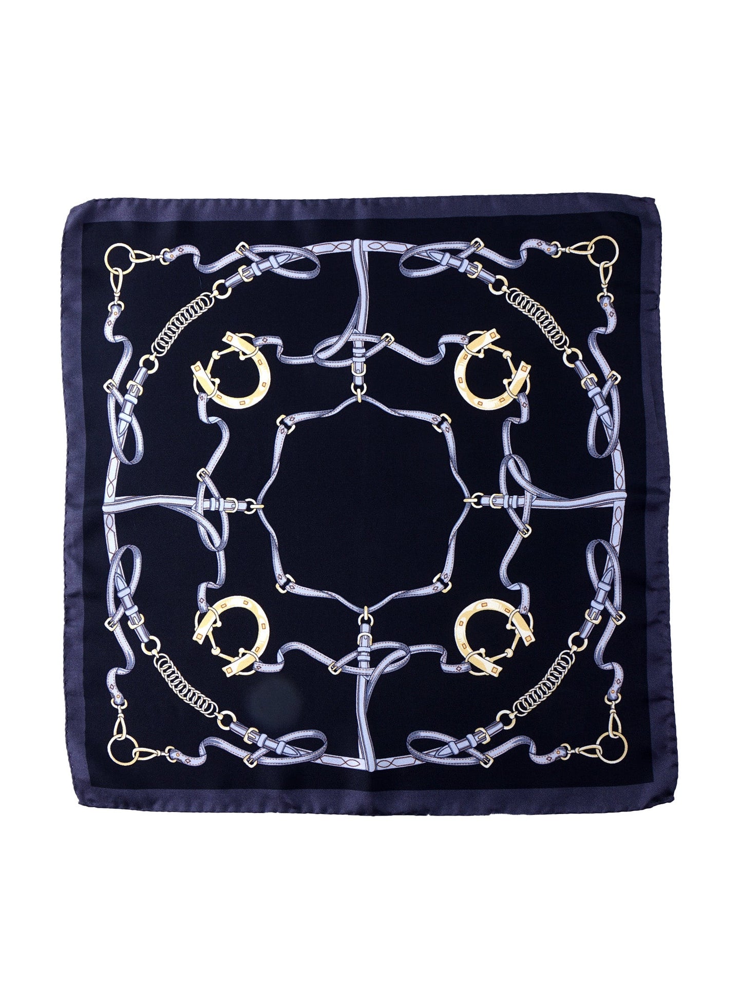 XL Black Silk Printed Pocket Square REINS