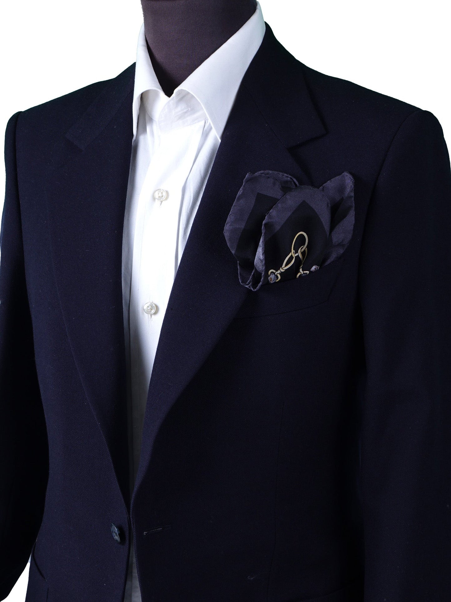 XL Black Silk Printed Pocket Square REINS