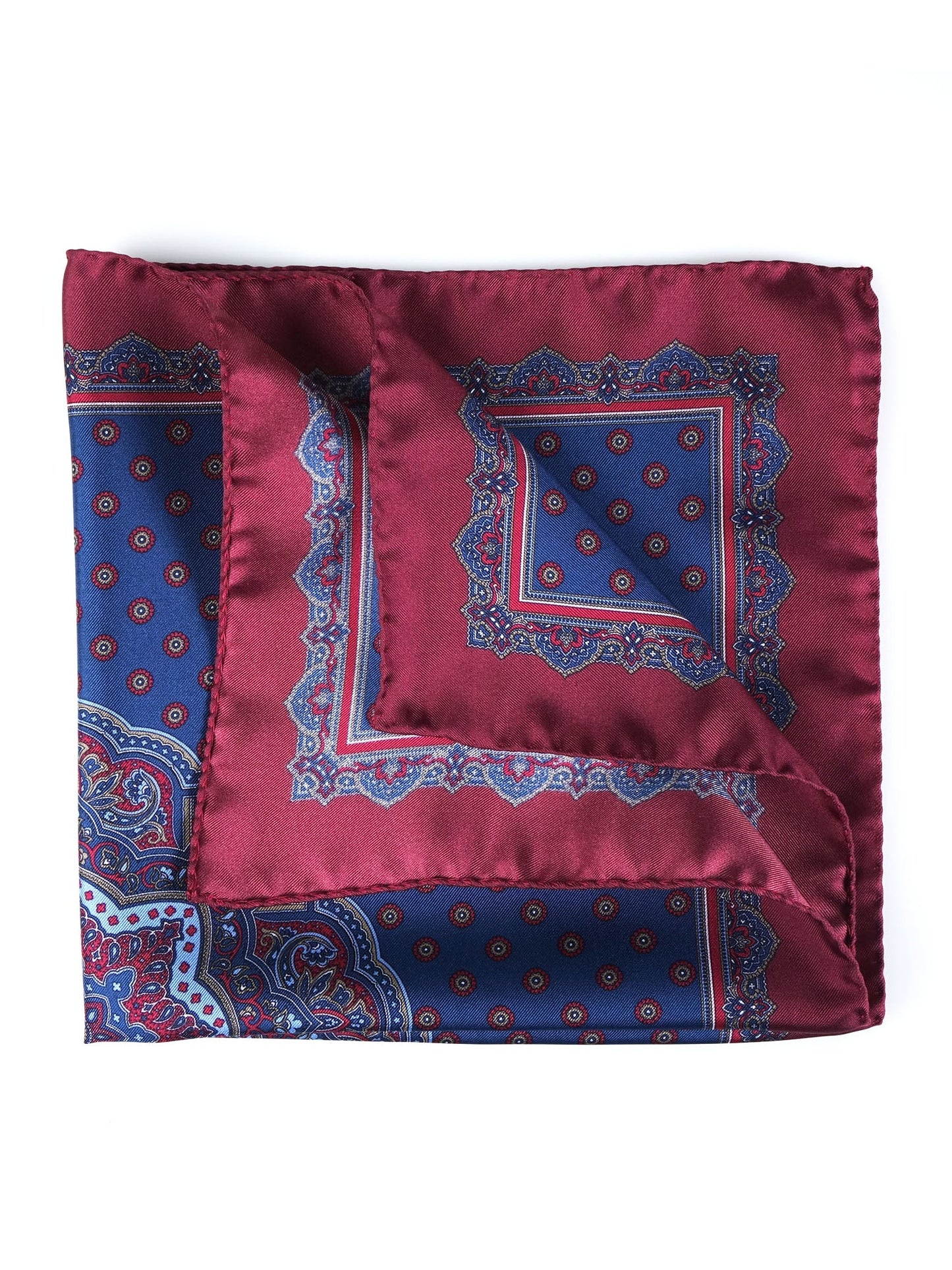 Pocket square 45x45cm blue in printed silk MARINA