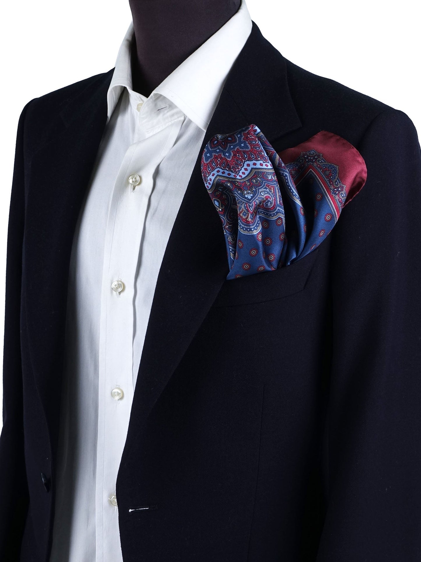 Pocket square 45x45cm blue in printed silk MARINA