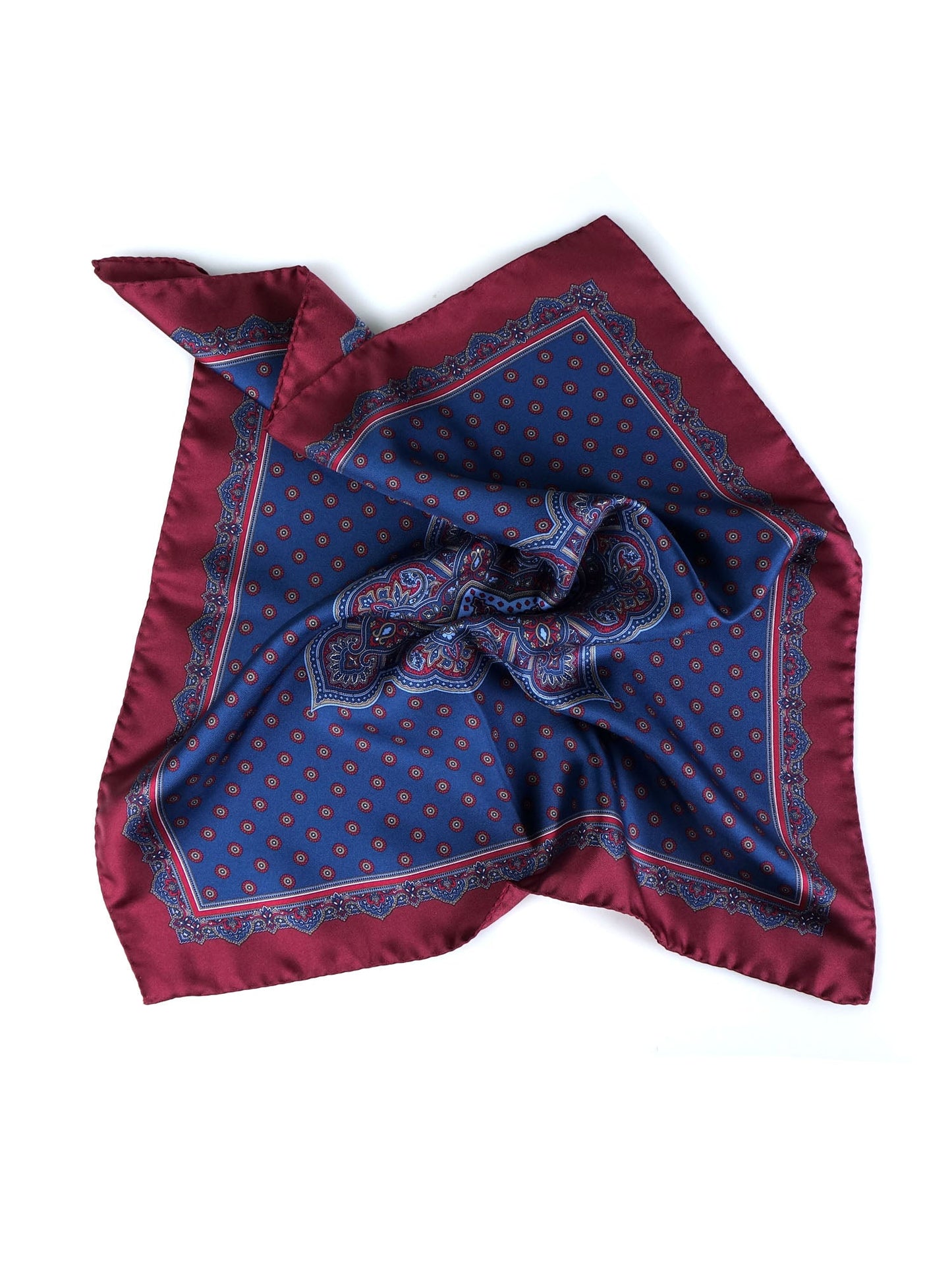 Pocket square 45x45cm blue in printed silk MARINA