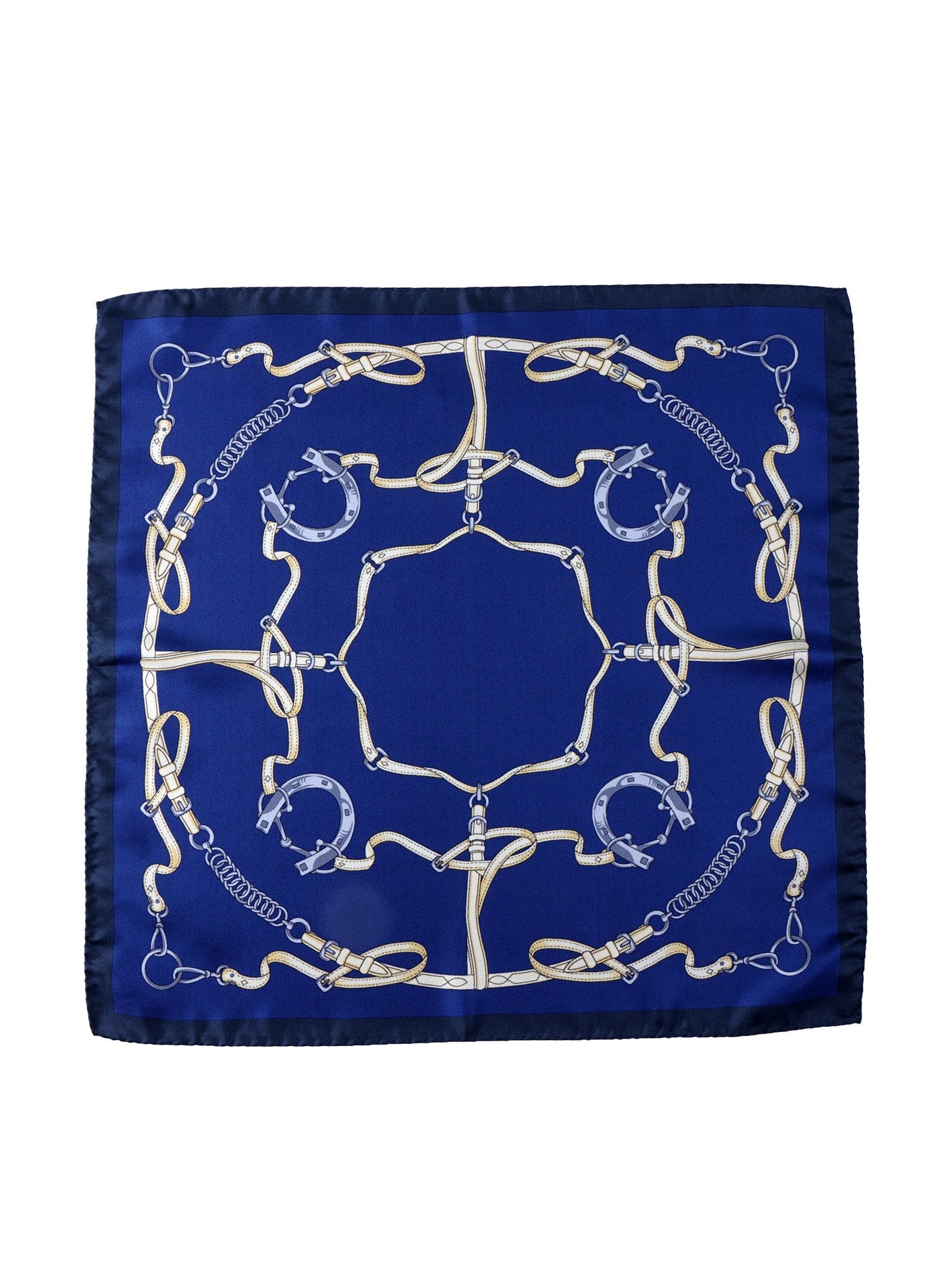 Blue XL Printed Silk Pocket Square REINS
