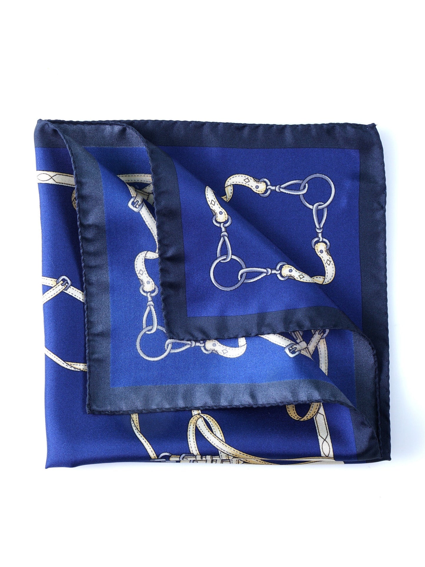 XL Blue Printed Silk Pocket Square REINS