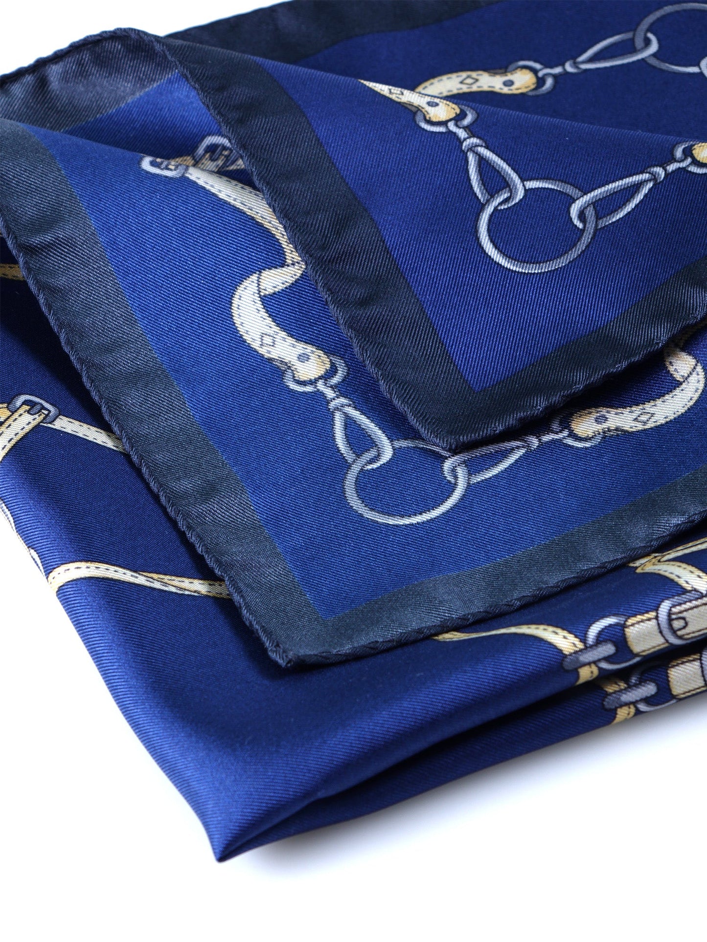 XL Blue Printed Silk Pocket Square REINS