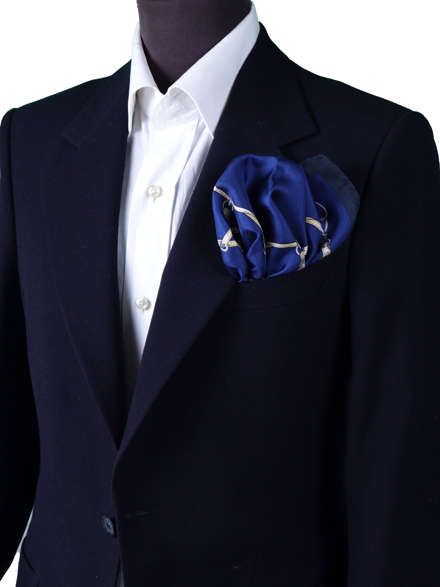 XL Blue Printed Silk Pocket Square REINS