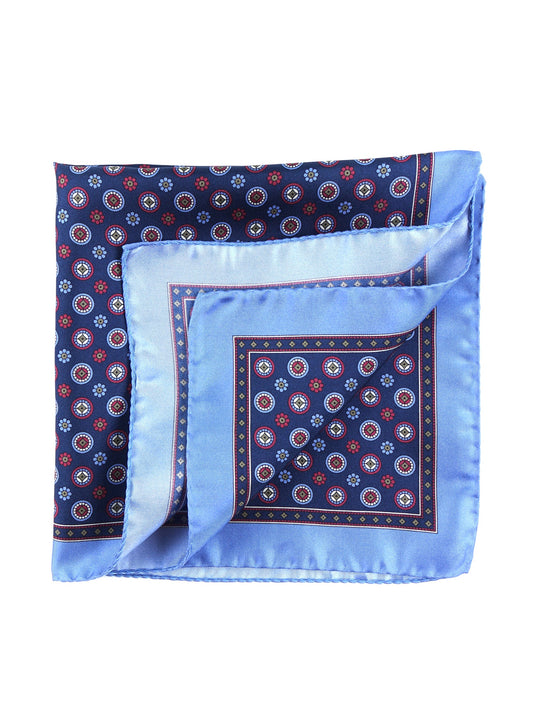 Pocket square 45x45cm blue in printed silk SKINNER