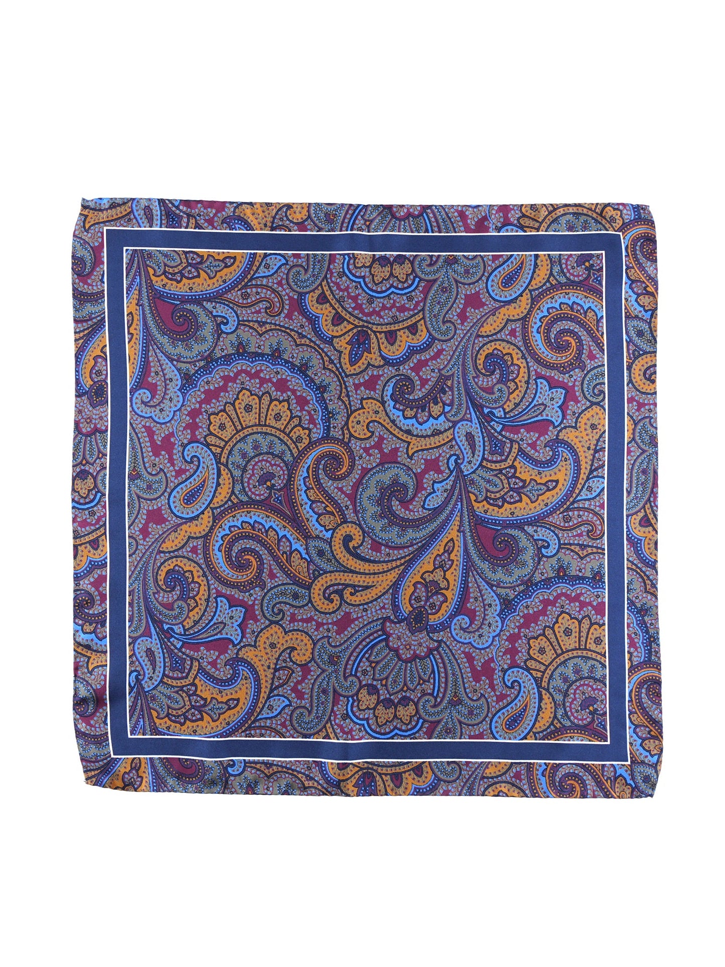 Pocket square 45x45cm blue printed silk DINA