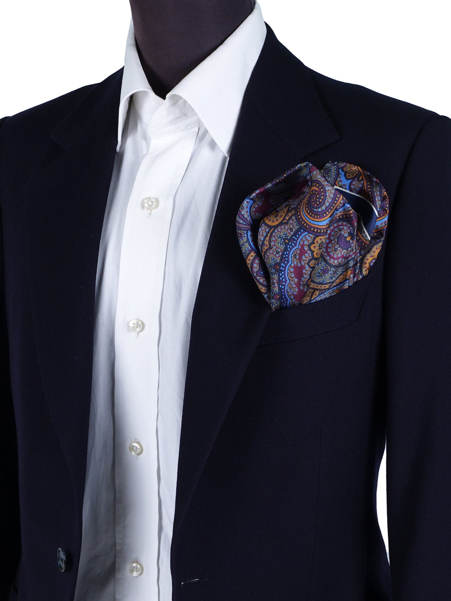 Pocket square 45x45cm blue printed silk DINA