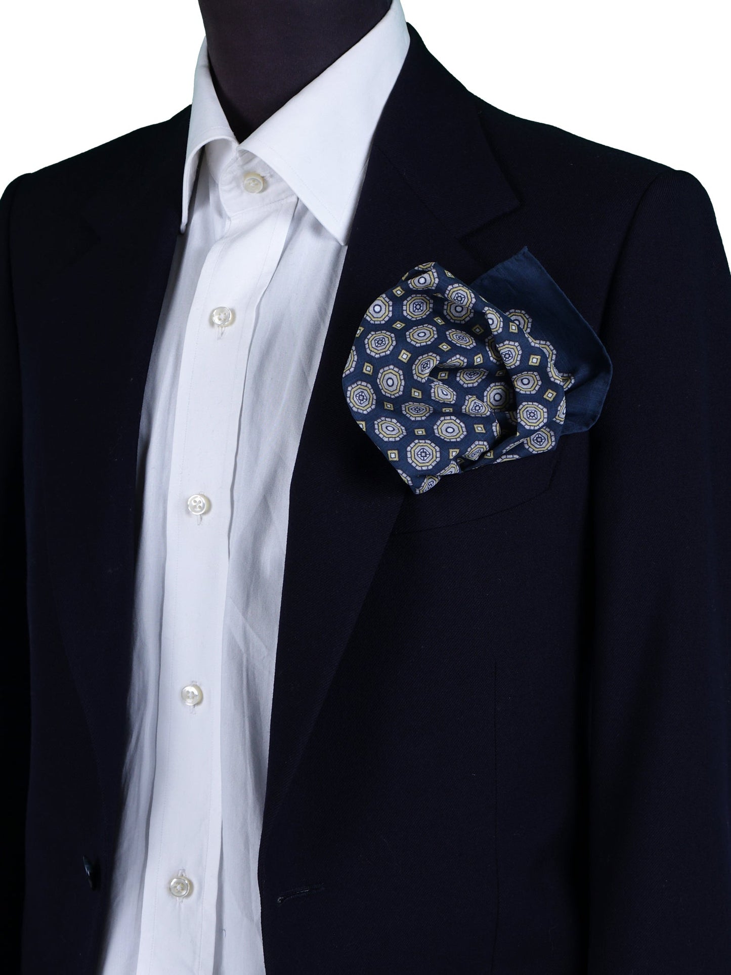 XL blue cotton pocket square ROSERY