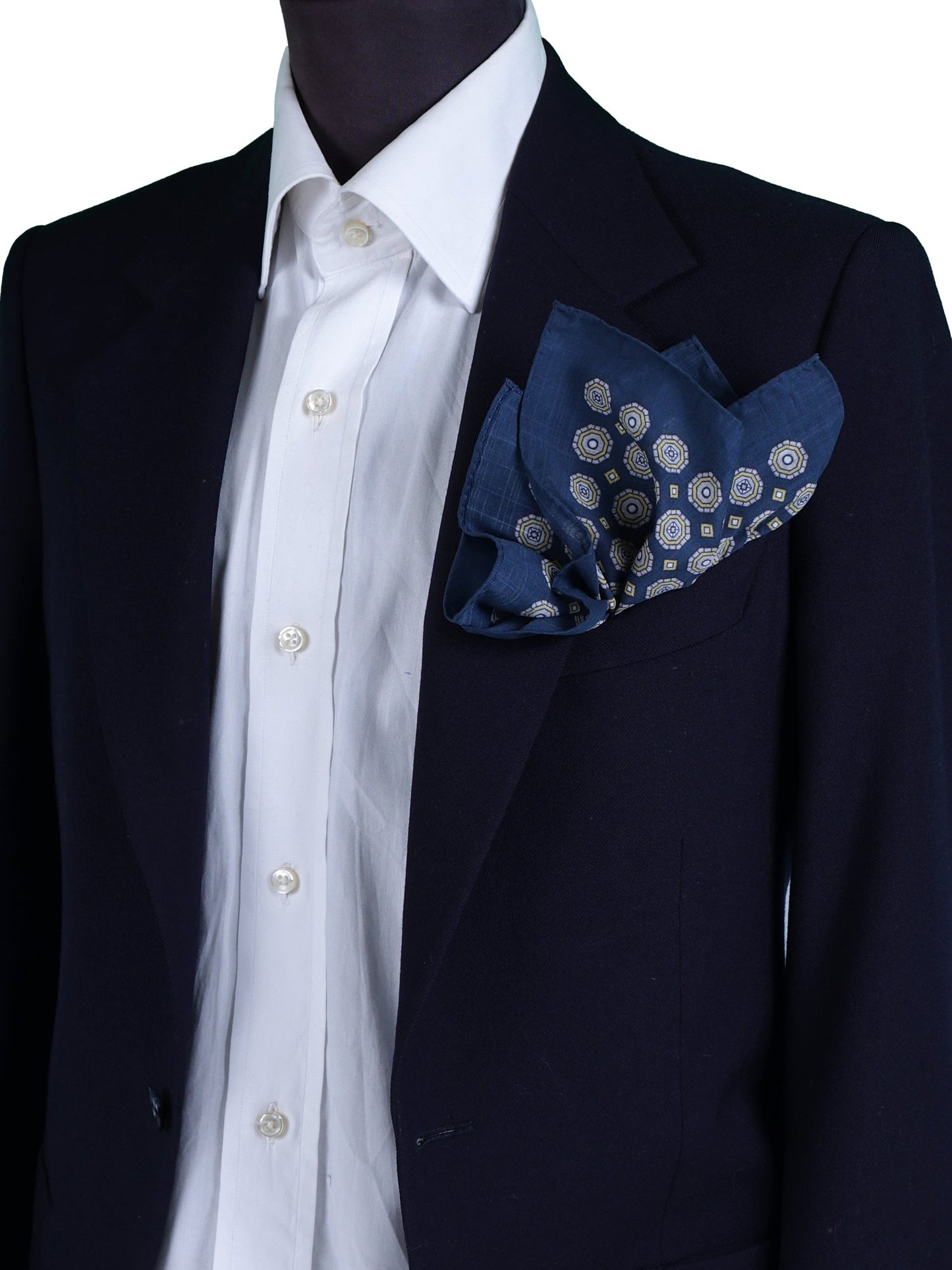 XL blue cotton pocket square ROSERY