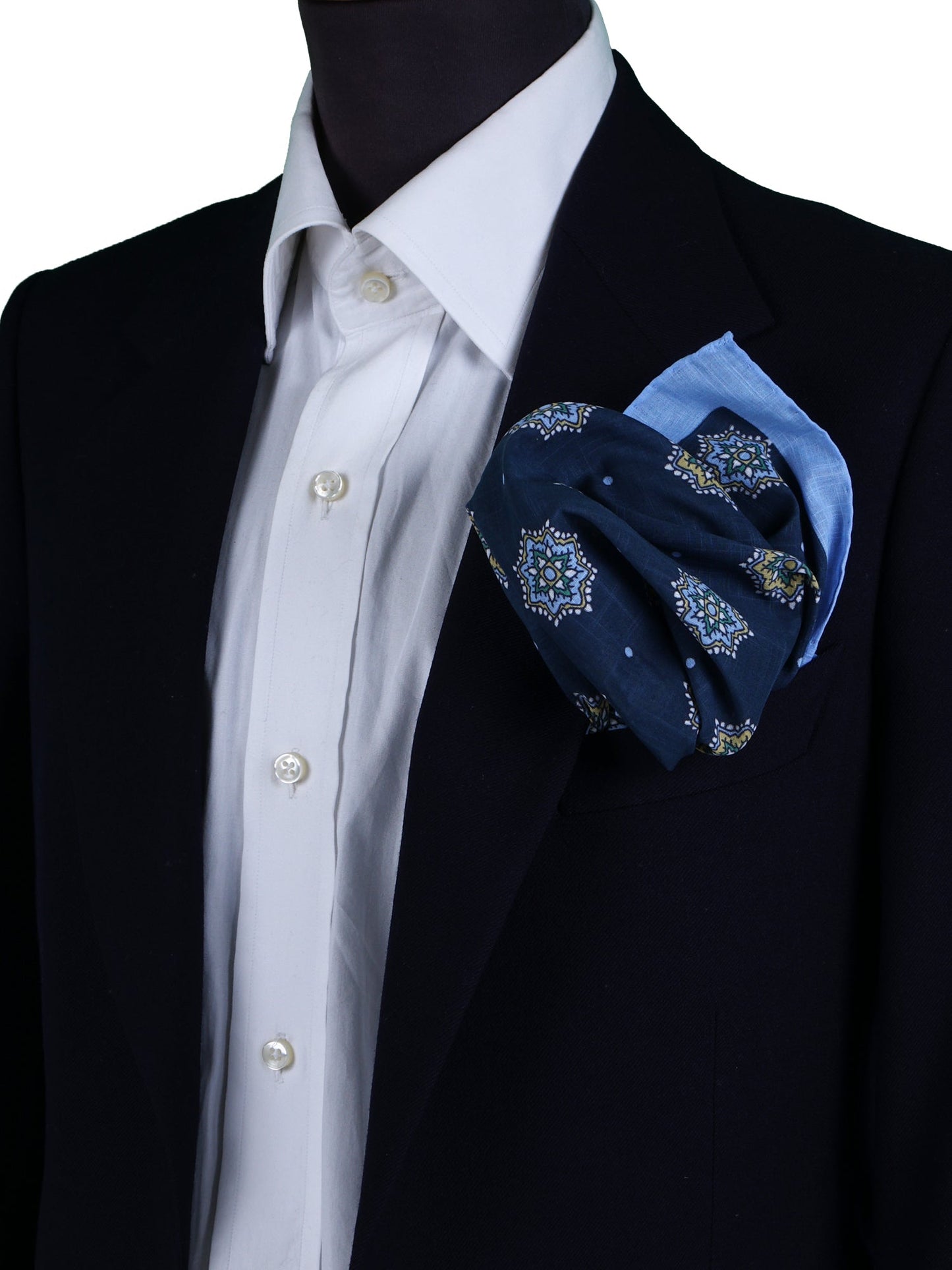XL Blue Cotton Pocket Square SHAKI
