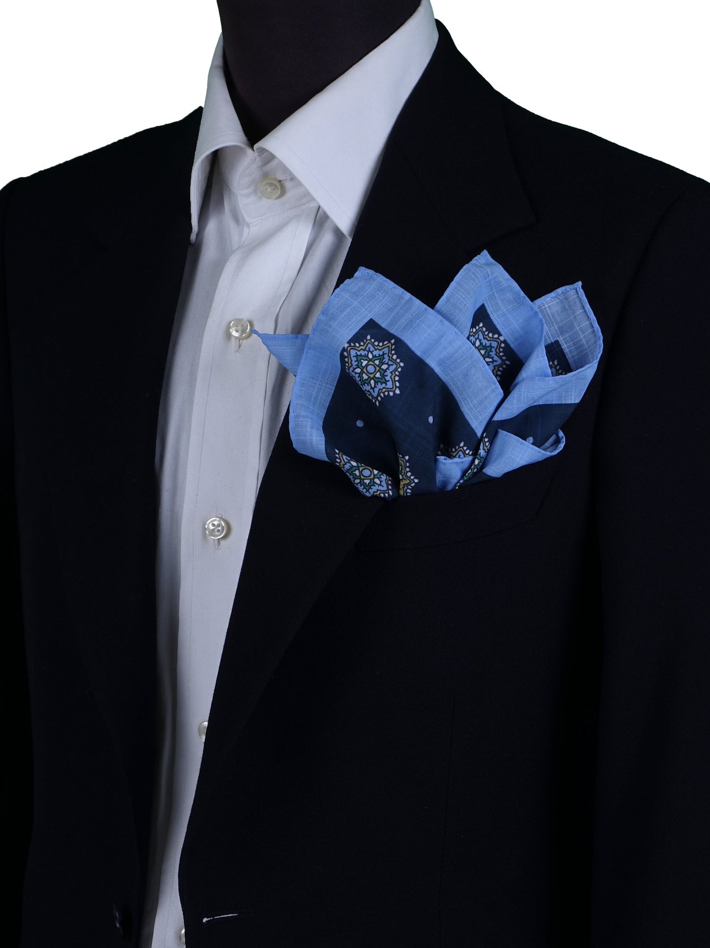 XL Blue Cotton Pocket Square SHAKI