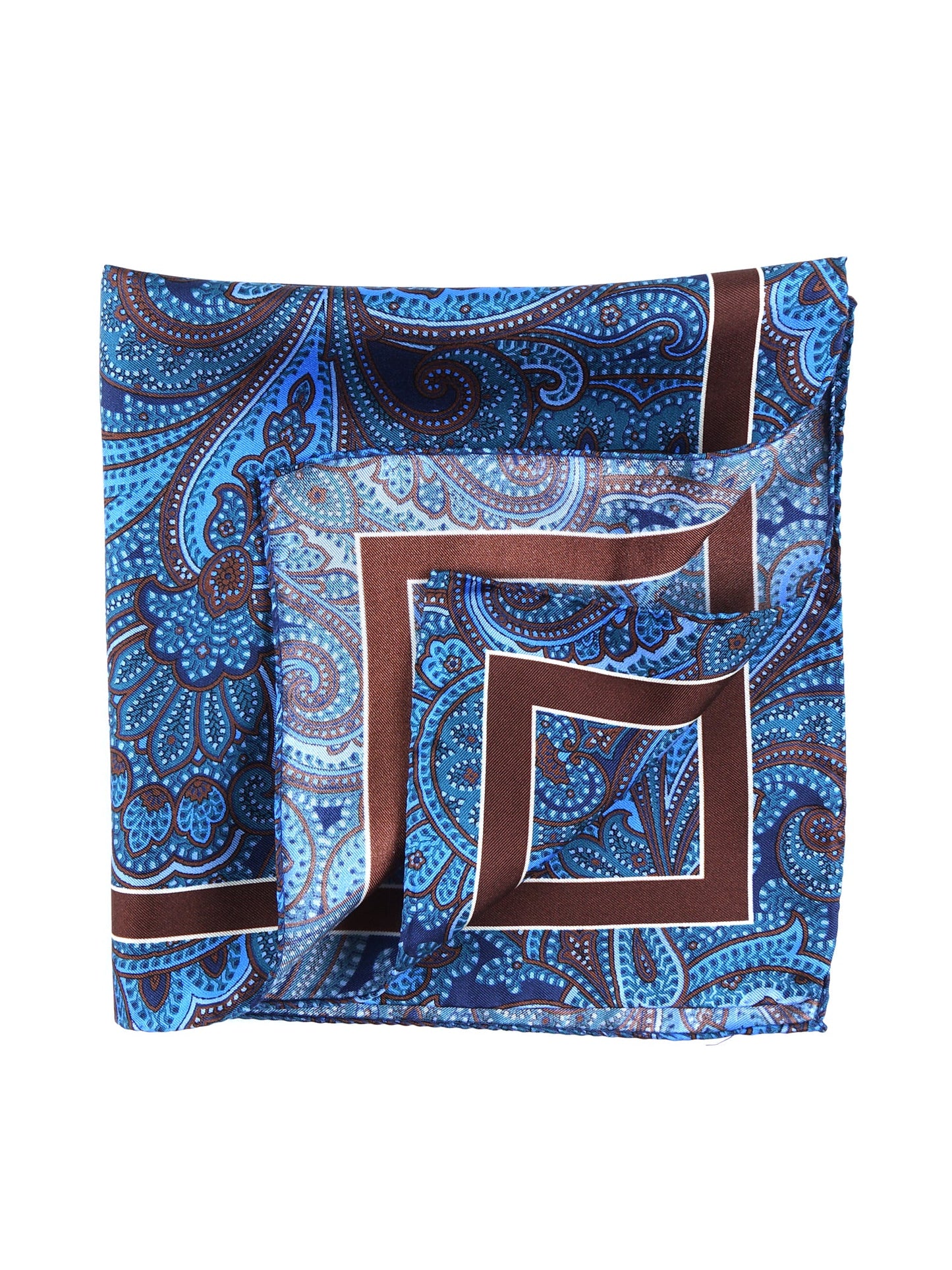 Pocket Square 45x45cm Brown in Printed Silk DINA