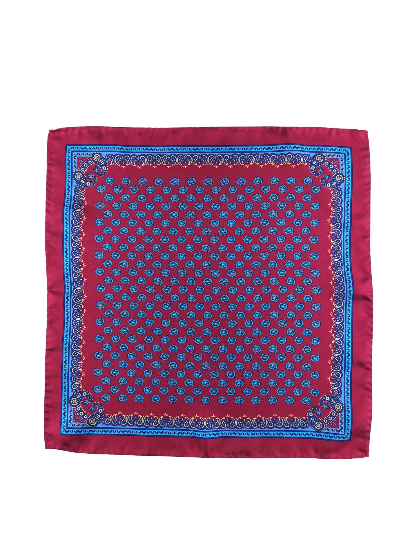 XL Pocket Square Bordeaux in Pure Printed Silk Rain