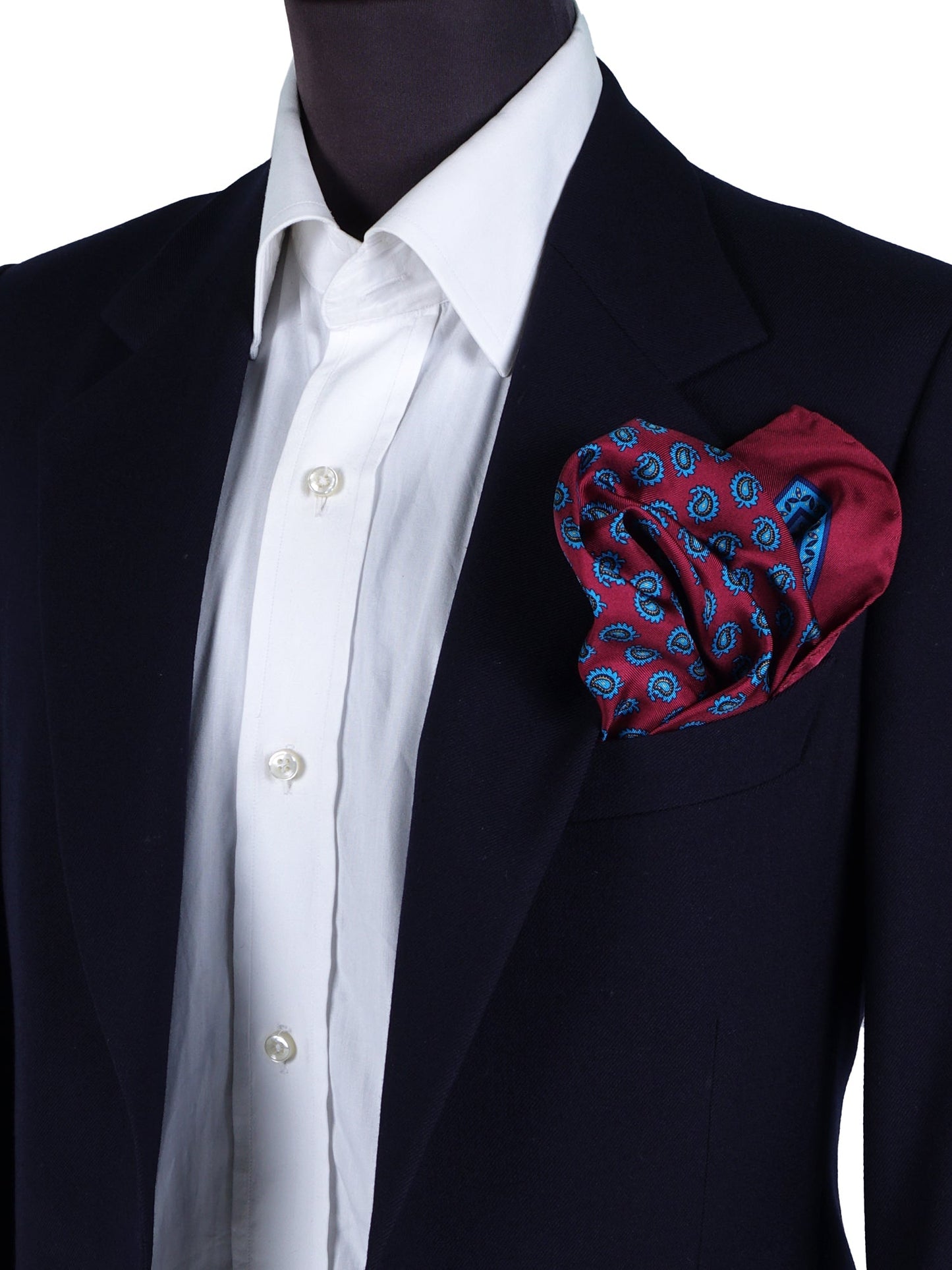 XL Pocket Square Bordeaux in Pure Printed Silk Rain