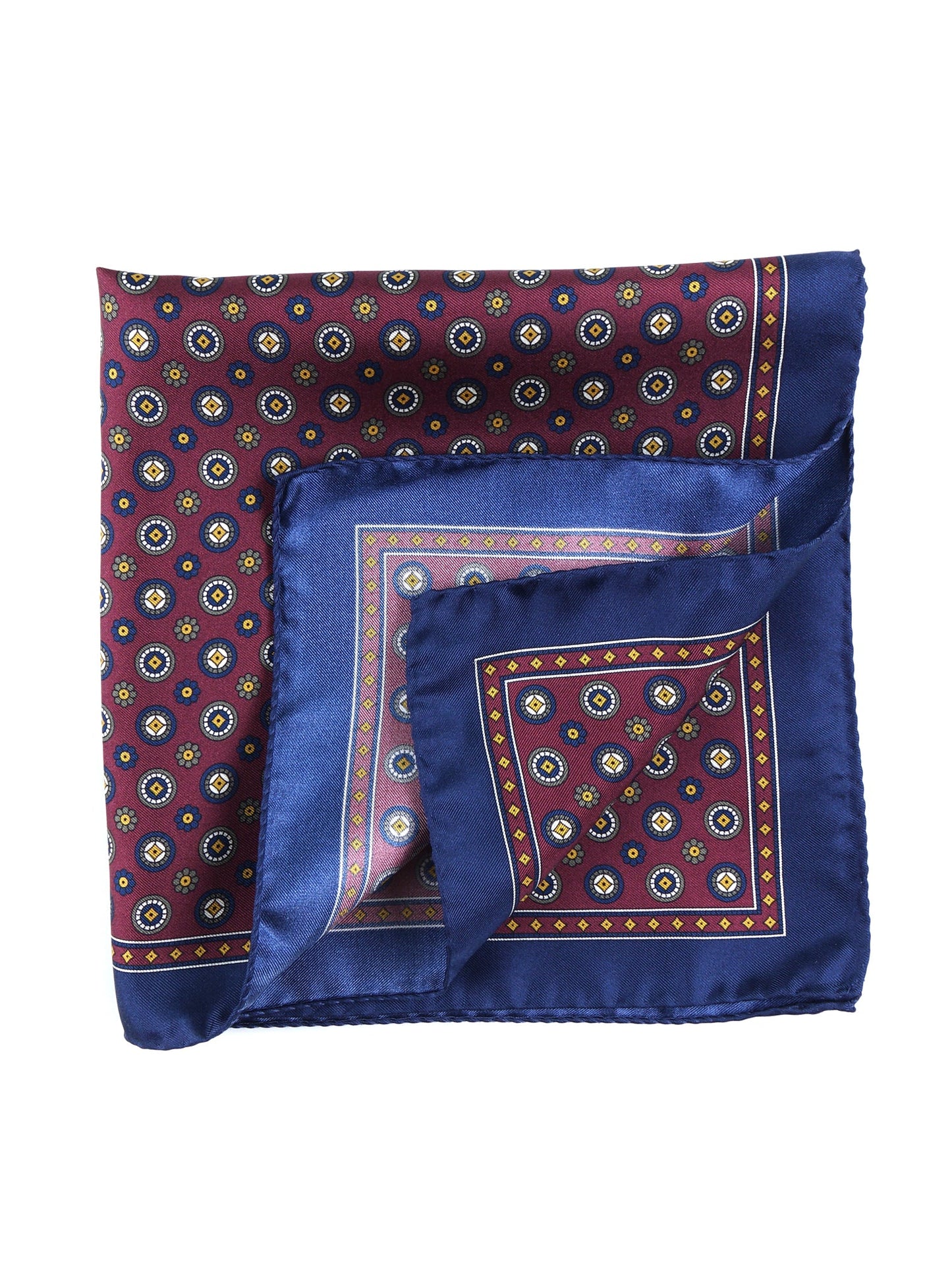 Pocket square 45x45cm bordeaux printed silk SKINNER