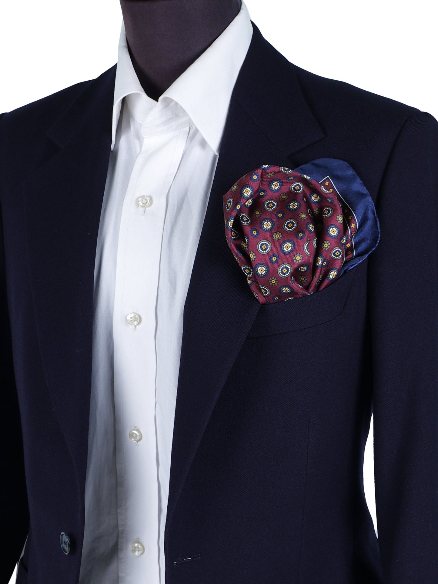 Pocket square 45x45cm bordeaux printed silk SKINNER