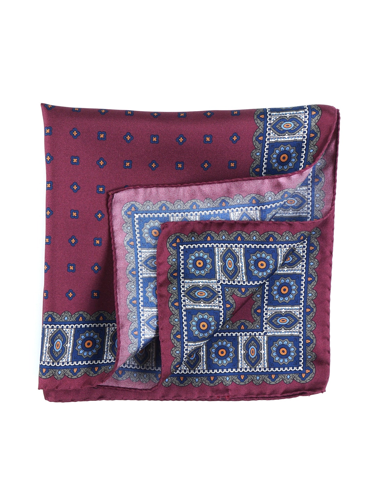 Pocket square 45x45cm bordeaux in printed silk DALI'