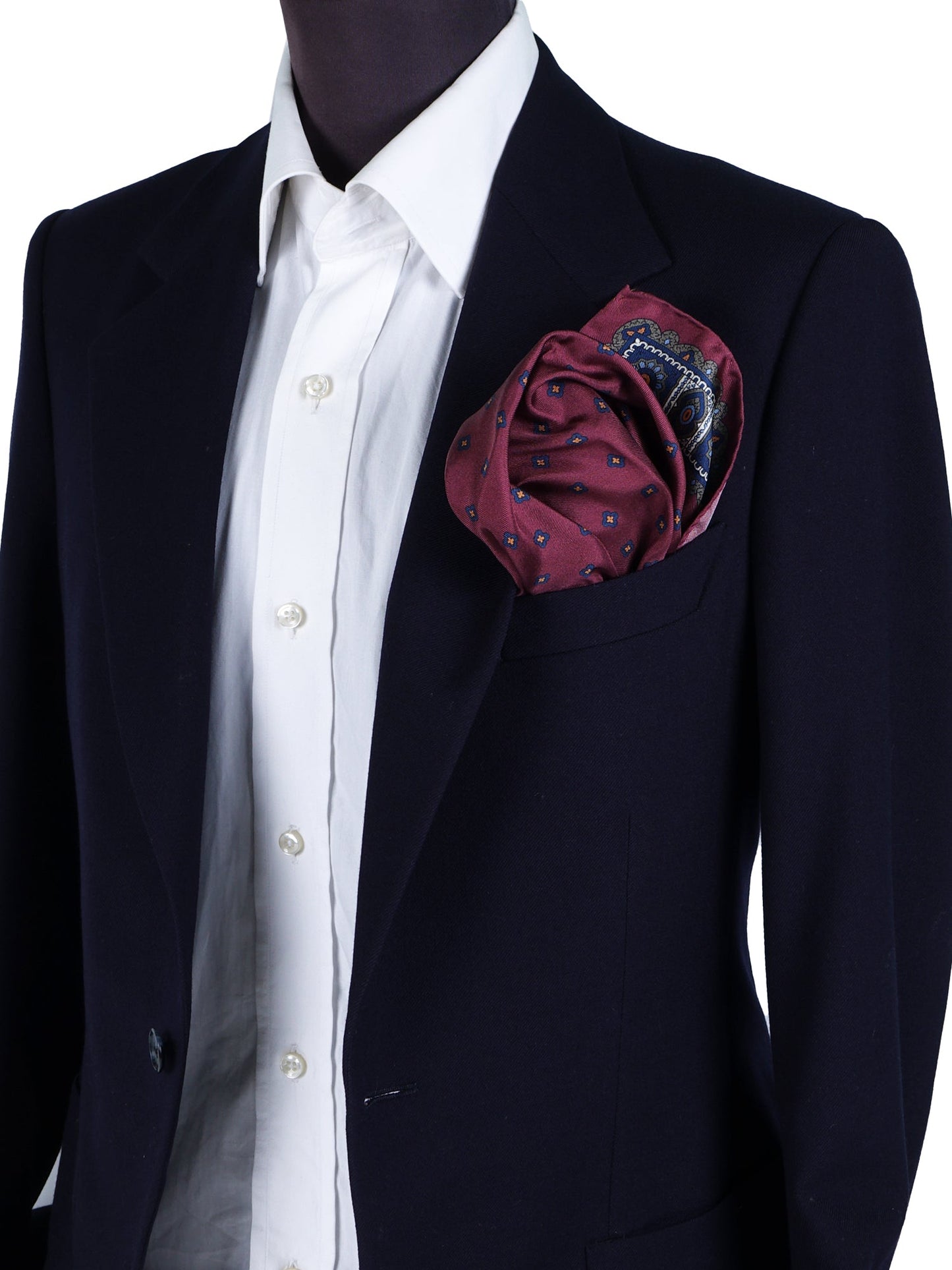 Pocket square 45x45cm bordeaux printed silk SKINNER