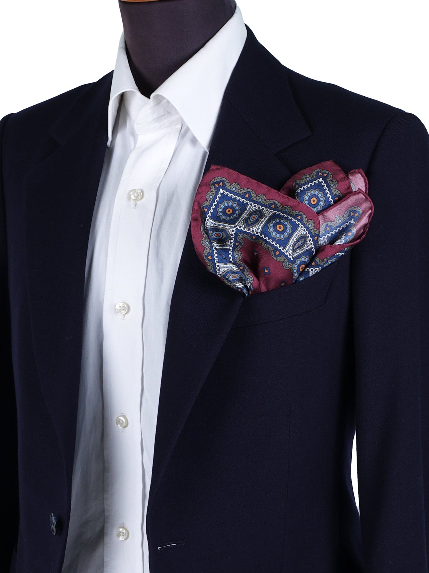 Pocket square 45x45cm bordeaux in printed silk DALI'