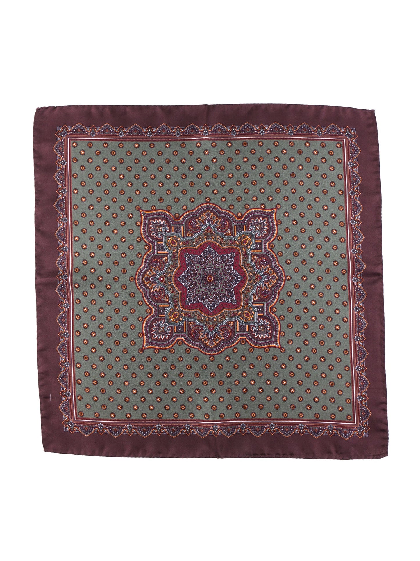 Printed Silk Pocket Square 45x45cm Green MARINA